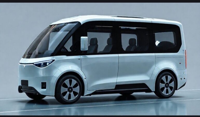 Tesla Robovan futuriste vue laterale